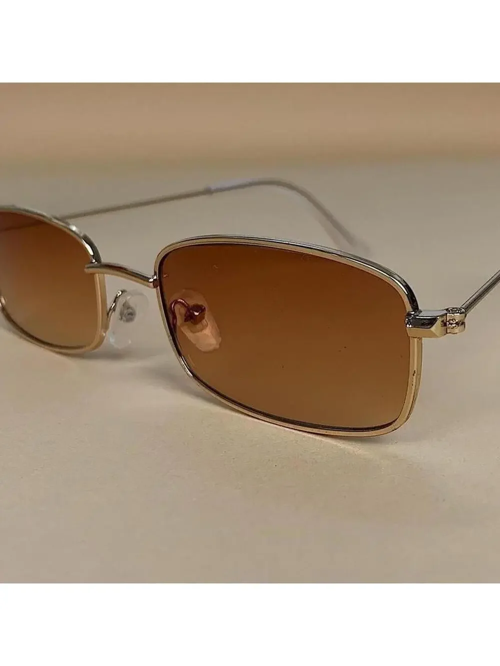 Y2k 2000s vintage brown and gold unique slim style silver mirror lense sunglasse